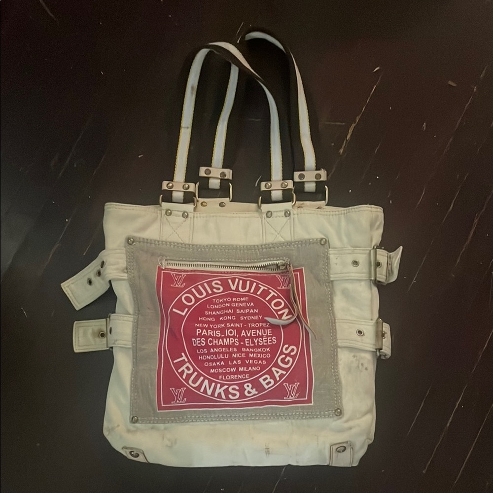 Louis Vuitton White and Red Trunks & Bags Tote